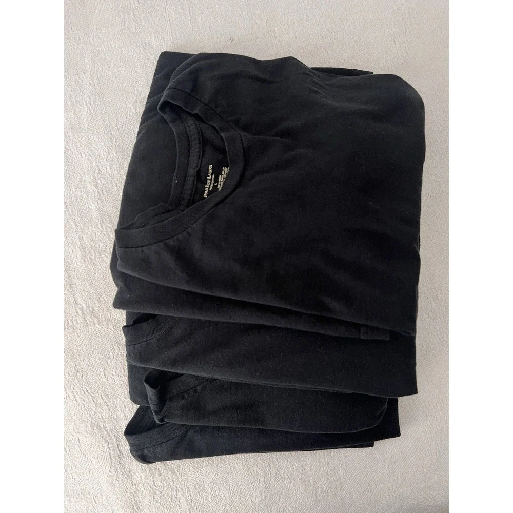 Lot Of 4 Polo Ralph Lauren T Shirts Black 100% Cotton Mens Sz Lg. Pony At Bottom